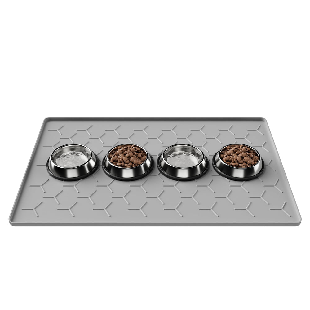 Alfombra Pieviev para comida de perros y gatos con borde alto previene derrames.