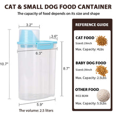 PISSION dispensador con taza graduada para porciones precisas de perros y gatos.