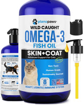 Planopaws Omega-3 para gatos: frasco de aceite de pescado, mejora de la piel.