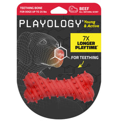 Playology hueso de dentición pequeño con olor a carne para cachorros.