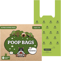 Bolsas para heces de perro Pogi's con asas, resistentes para paseos sin derrames.