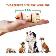 Pork Chomps textura densa de piel de cerdo, sabor tocino para perros
