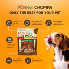 Pork Chomps torcidos de piel de cerdo con sabor a pollo, snack sabroso.