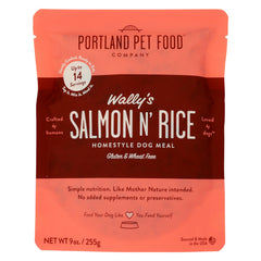 Comida para perros Wally's Salmon N Rice en empaque de 9 oz, lista para servir