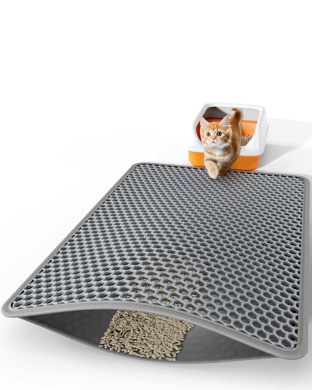 Powools alfombrilla para arena de gatos de doble capa atrapa la arena y protege el suelo.