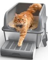 Powools caja de arena acero inoxidable entrada superior ofrece acceso cómodo de gatos