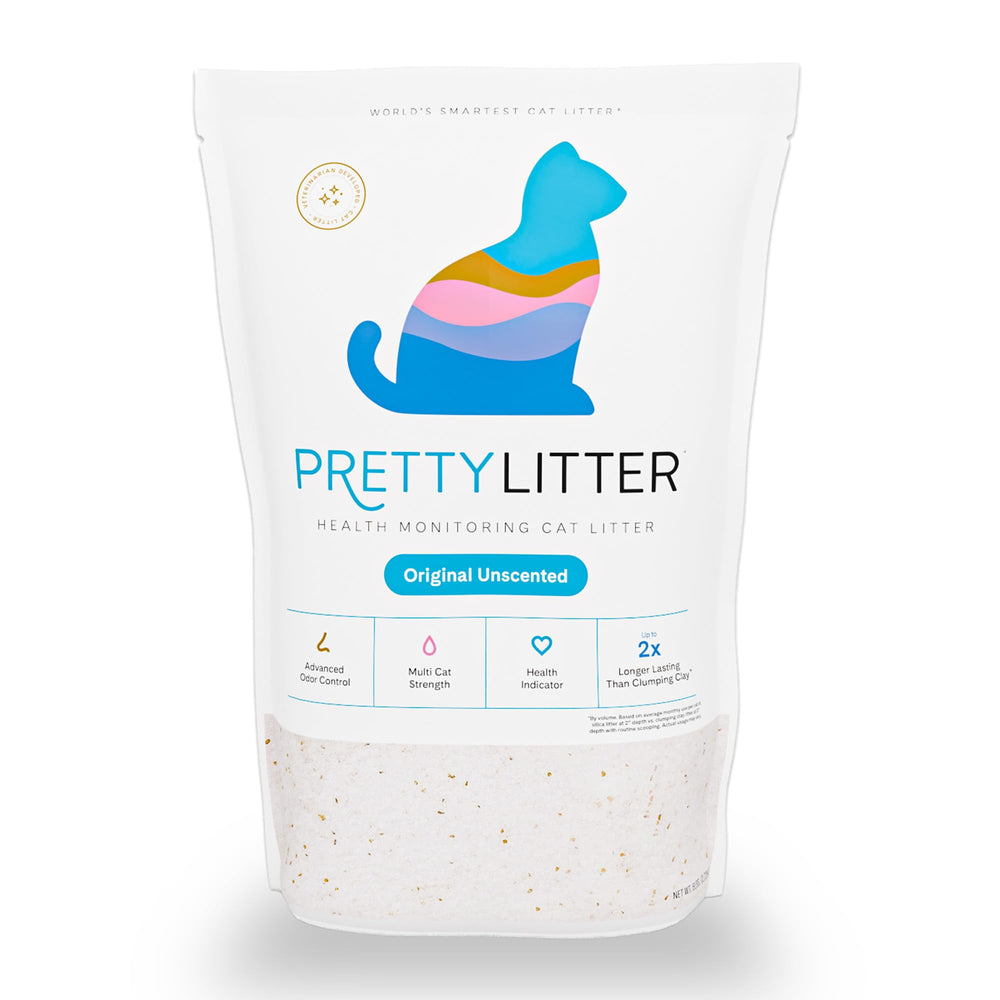 PrettyLitter monitoreo de salud para gatos con cristales de sílice que cambian color