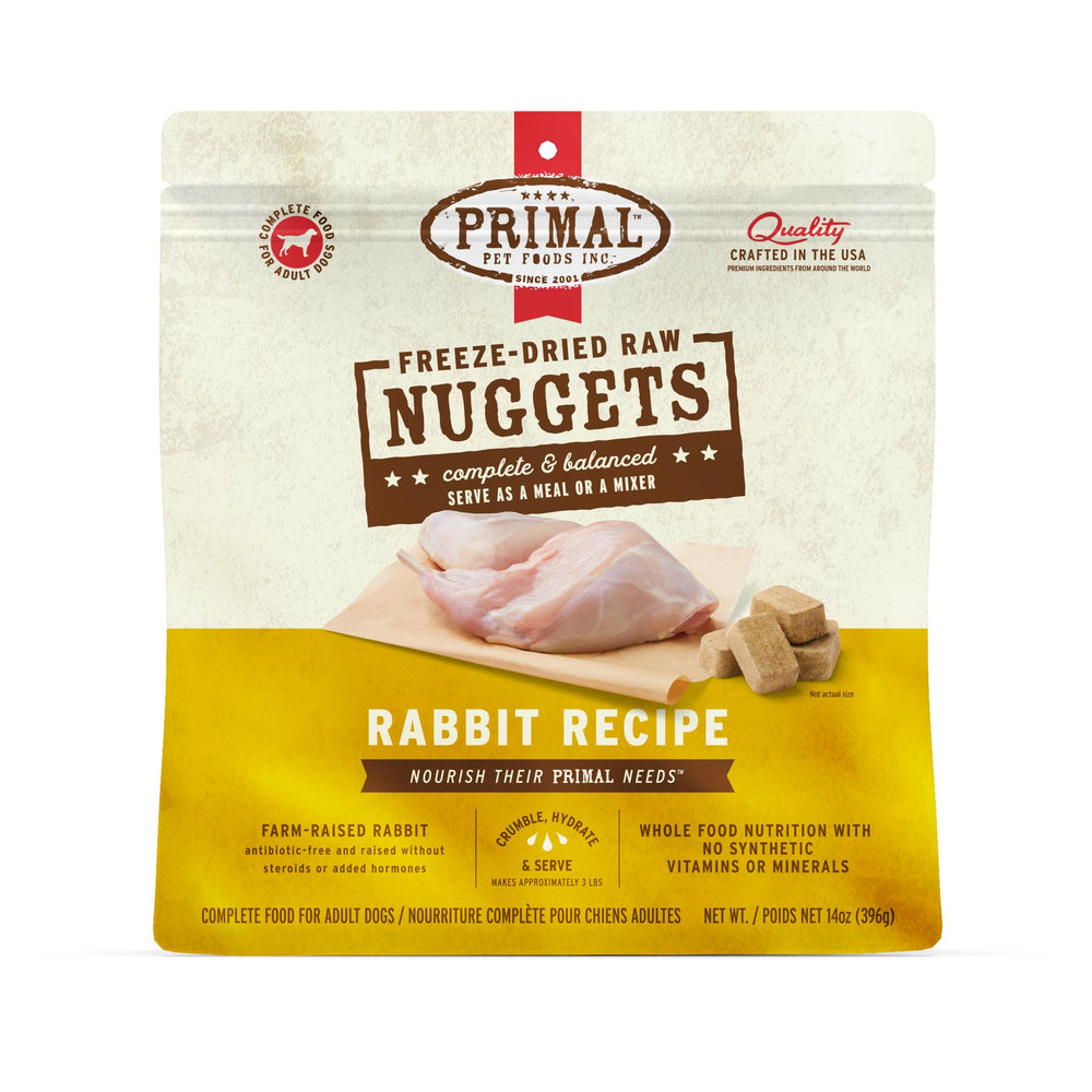 Primal Nuggets de conejo liofilizados para perros: porciones crujientes y completas