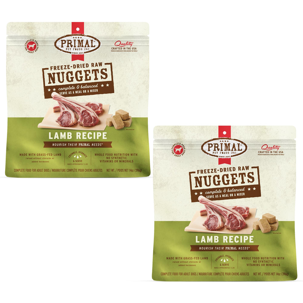 Primal Nuggets cordero secos, alimento completo para perros.
