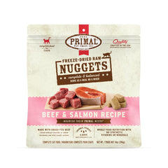 Primal Pet Foods nuggets carne-salmon completo para dieta equilibrada y sabrosa.