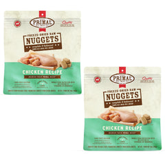 Primal Pet Foods Nuggets de pollo en empaque, opción conveniente para comidas completas.