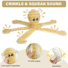 Prime Pets Pulpo XL, patas con crujido para entretenimiento auditivo.