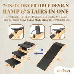 Priorpet rampa 2 en 1 para perros, fácil de usar como escaleras o rampa.