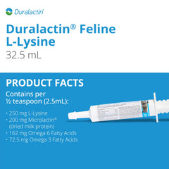 Jeringa de dosificación de Duralactin para felinos, dosis precisa.