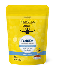 Probiora para perros: polvo sobre comida para apoyar la salud bucal.