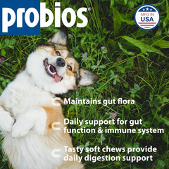 Probios para perros, bocaditos suaves sabor hígado de pollo, sabrosos.