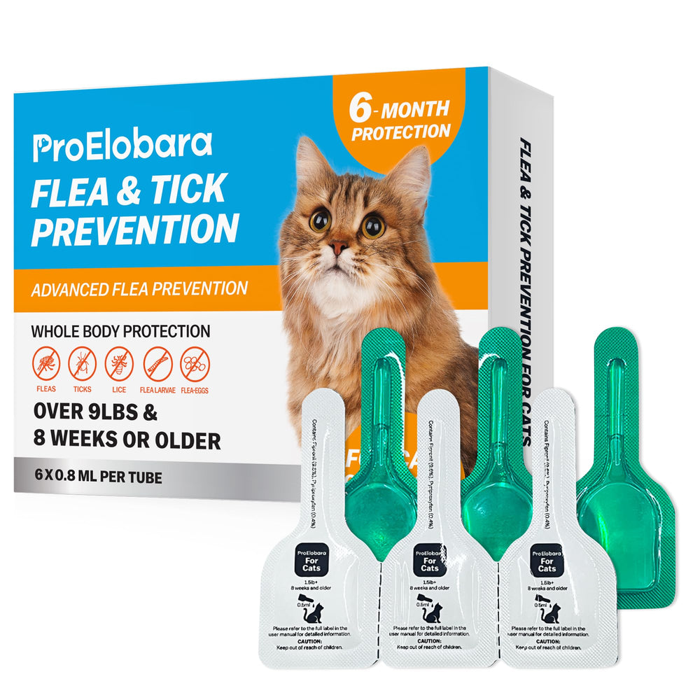 ProElobara para gatos: aplicación en hombro-espalda para protección prolongada.