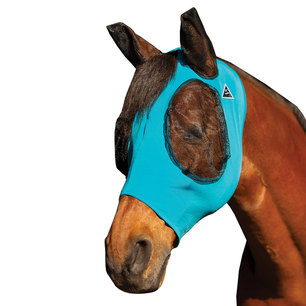 Professional's Choice Comfort Fit Fly Mask Azul Pacífico con malla en ojos y orejas para comodidad