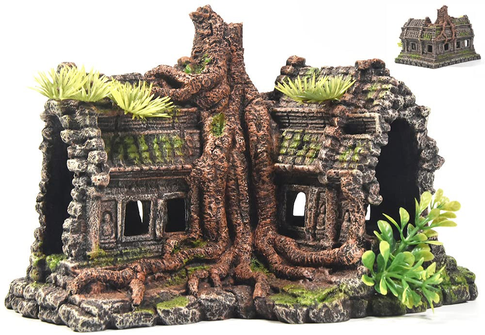 PTFJZ acuario templo ruinas caverna betta: refugio decorativo para Betta