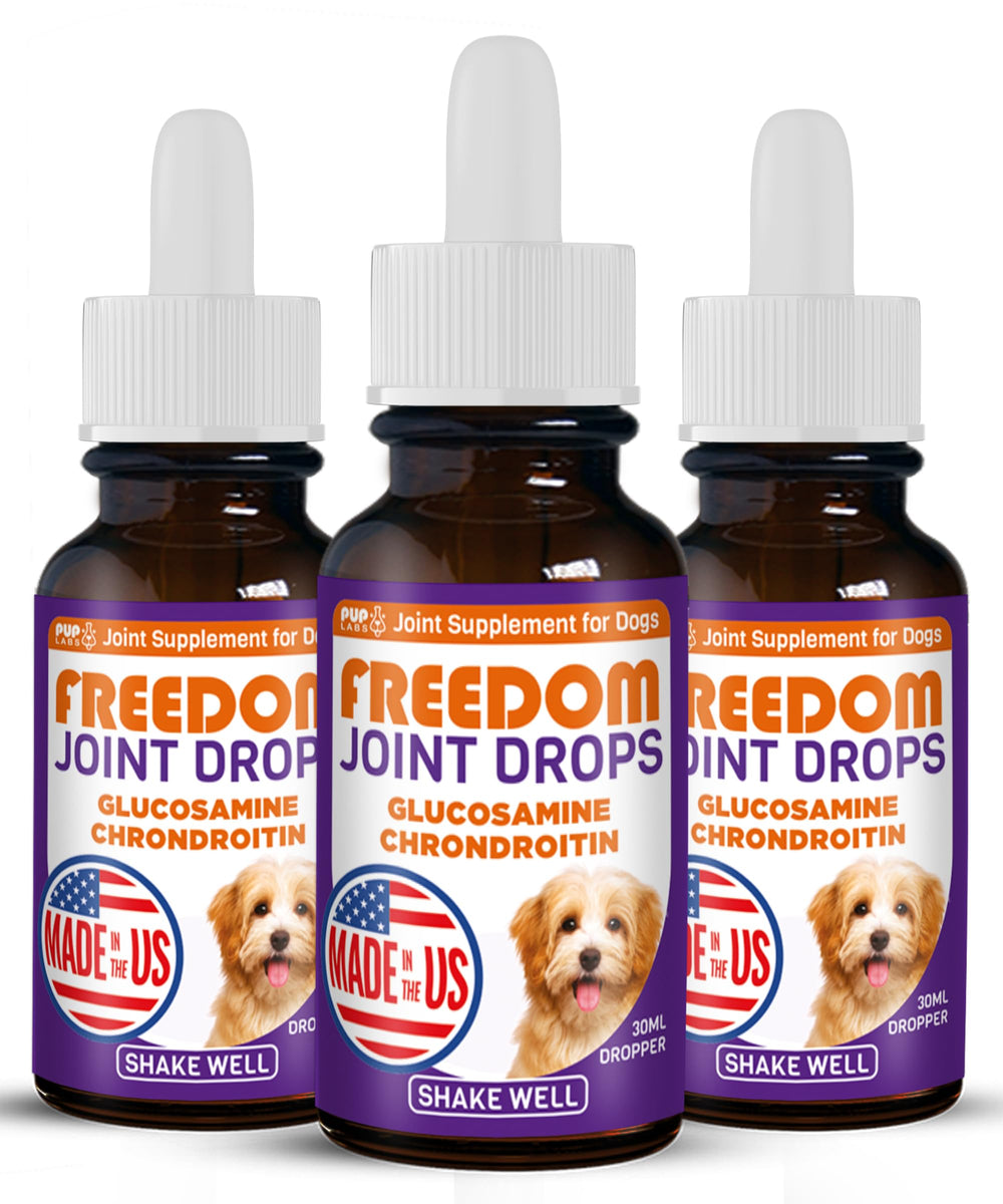 Pup Labs Freedom Joint Drops en bote, apoya la flexibilidad de las caderas de tu perro