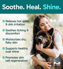 Pup Labs K9 Soothe aplicación en zona afectada para calmar irritaciones y cuidar la piel.