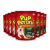 Pup-Peroni Lean Beef: empaque con ocho bolsas, snack para perros, atractivo para el día a día