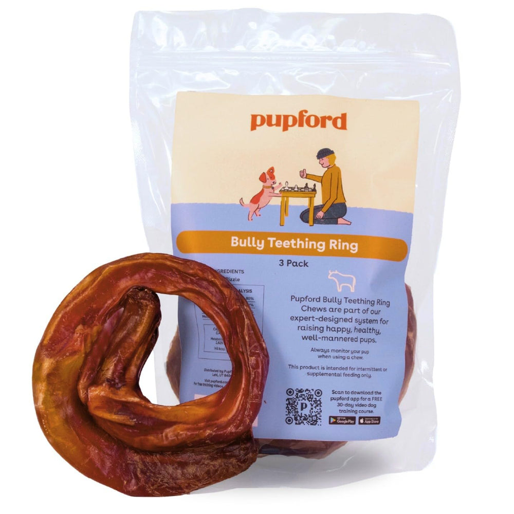 Pupford Bully Stick Rings para cachorros, masticando para dentición natural.