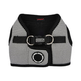 Arnés Puppia Amatus Vest con patrón pata de gallo negro para perros pequeños y medianos
