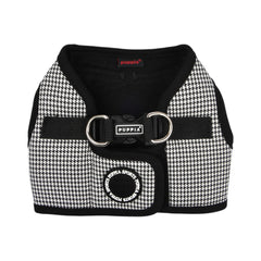 Arnés Puppia Amatus Vest con patrón pata de gallo negro para perros pequeños y medianos
