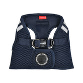 Arnés Puppia Soft Vest Pro en azul marino, vista frontal para mayor comodidad