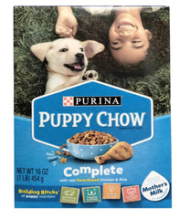 Puppy Chow paquete 2x16 onzas, croquetas completas para cachorros, lista para servir.