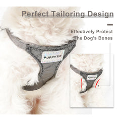 Arnés Puppytie visto de perfil, ajuste seguro para paseos.