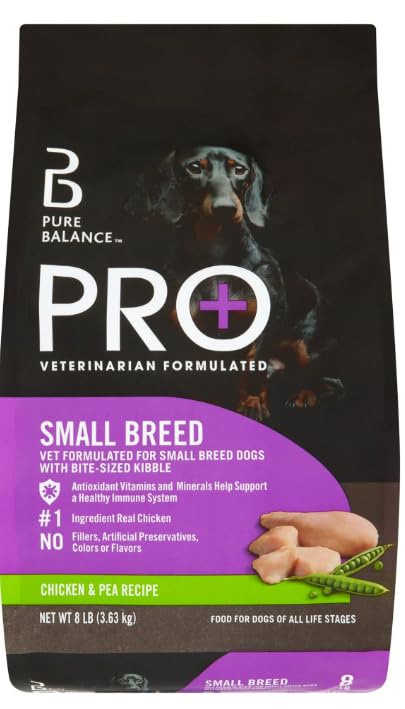 Pur Balence Pro para razas pequeñas, bocado seco de pollo y guisante para mordida fácil