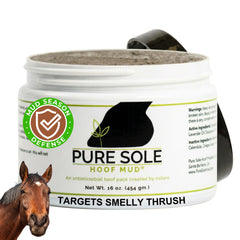 Pure Sole Hoof Mud aplicado en pezuña para cuidado suave