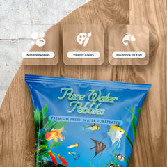Pure Water Pebbles Lasernite Glo muestra colores vibrantes en acuario y terrario.