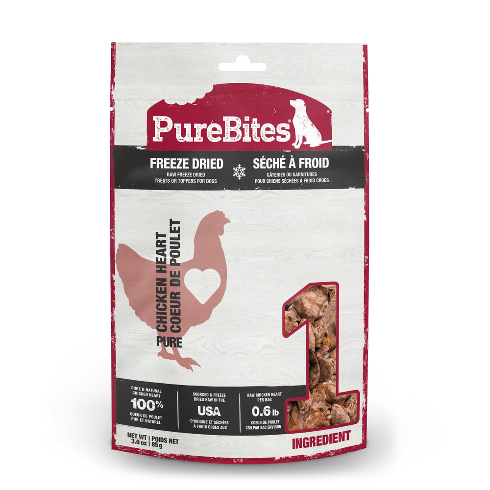 PureBites Corazón de Pollo: ingrediente único y natural para perros.
