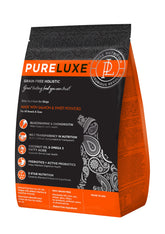 PureLuxe Alimento para perros sin granos con salmón en bolsa de 22 libras.