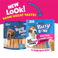 Purina Busy Mini sin colores FD&C, opción más segura para masticadores exigentes.