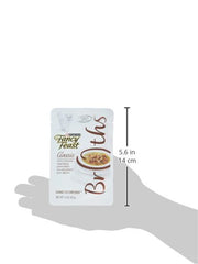 Purina Fancy Feast Broths Clásico muestra sabor a pollo y pescado blanco en caldo suave.