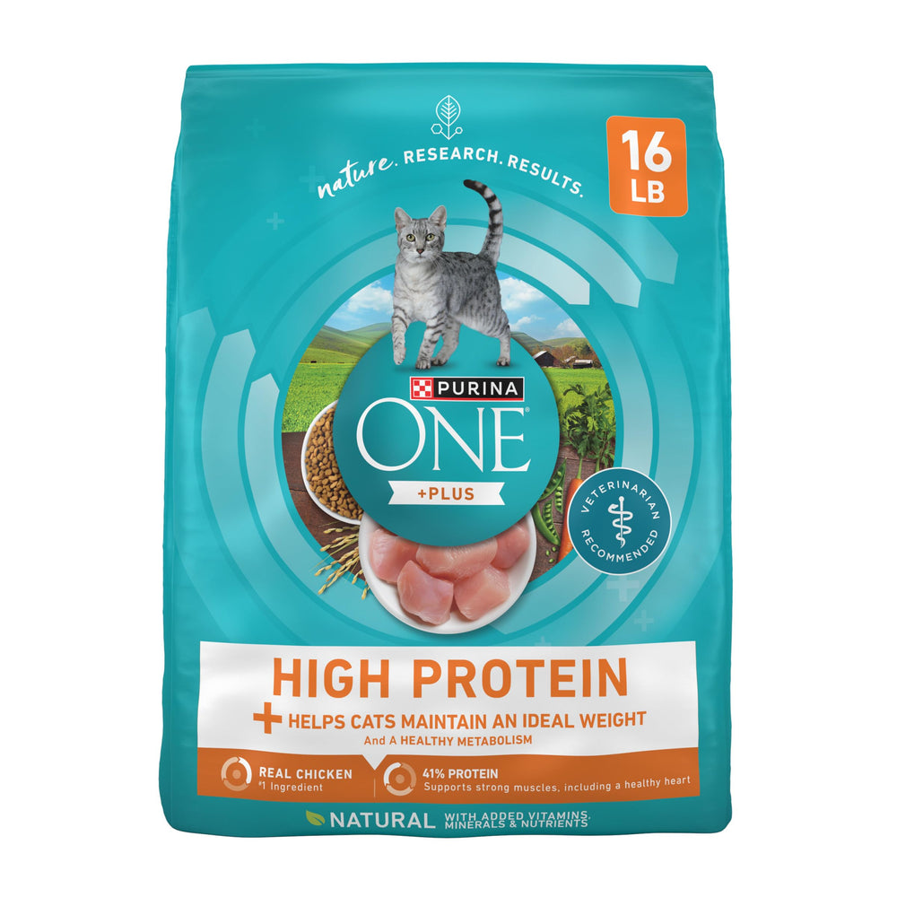 Purina ONE Alta Proteína, bolsa de 16 lb, para apoyar peso saludable en gatos