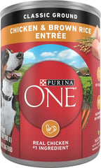 Purina ONE etiqueta nutricional clara para perro adulto con pollo y arroz