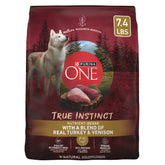 Purina ONE Verdadero Instinto: pavo y ciervo en seco para músculos fuertes.
