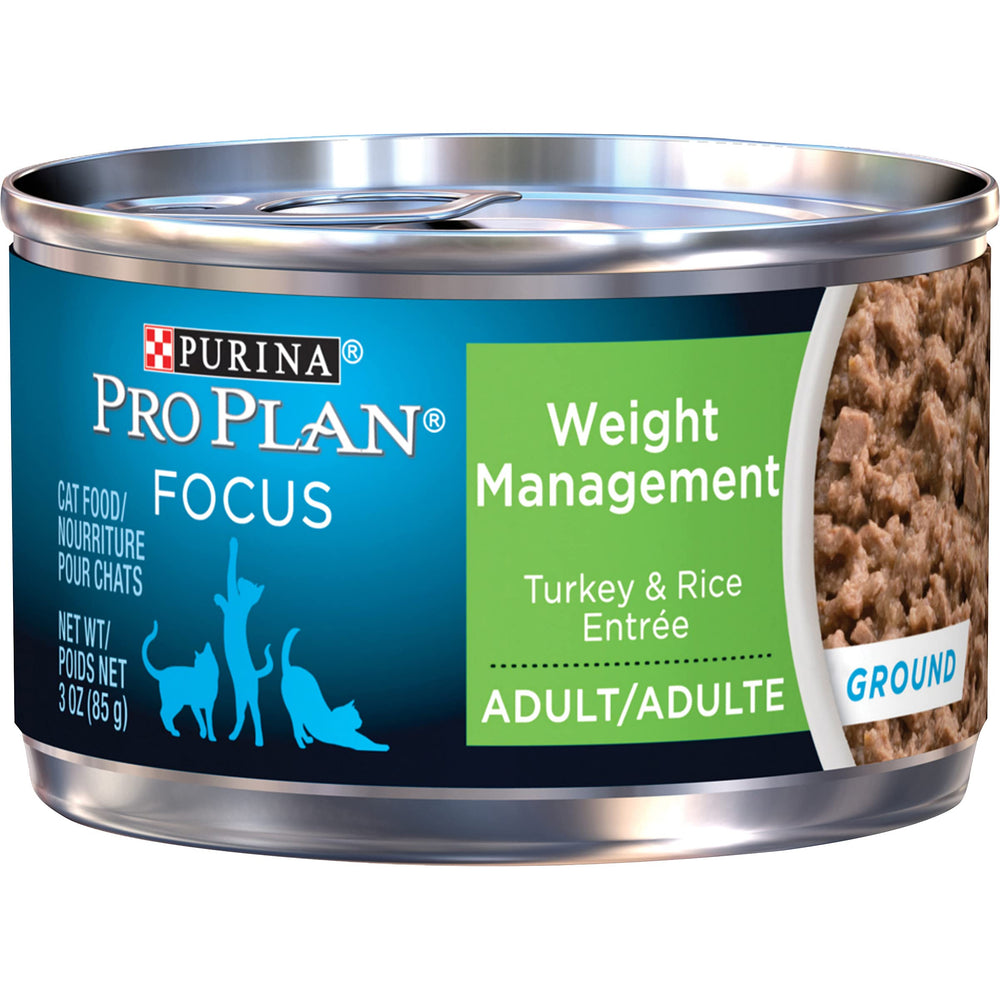 Purina Pro Plan: control de peso, pate en lata 3oz de pavo y arroz, ayuda a mantener músculo
