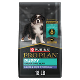 Purina Pro Plan: cordero y arroz, primer ingrediente, soporte nutricional para cachorros.