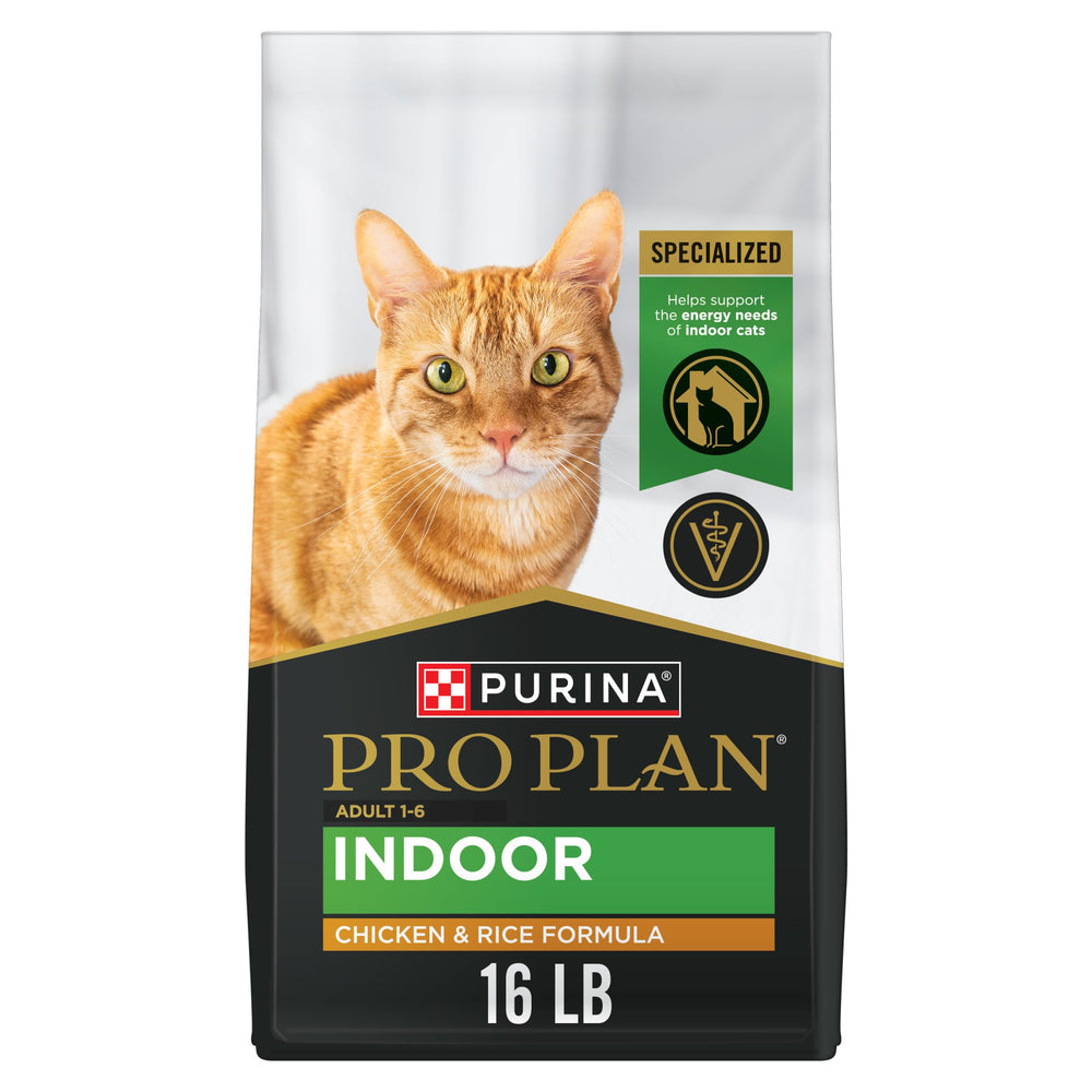 Purina Pro Plan para gato interior, croquetas, bolsa de 16 libras, fácil almacenamiento.