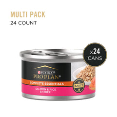 Purina Pro Plan: lata Salmón-Arroz Entree en Salsa, textura húmeda para cada comida.