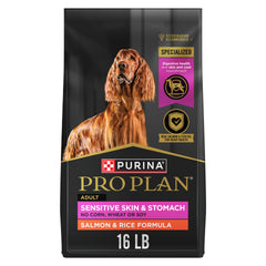 Purina Pro Plan Piel sensible y estómago con salmon-arroz, bolsa de 16 libras para digestión suave.