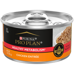 Purina Pro Plan Salud Metabolismo frente de lata 3 oz con pollo real, sabor que gusta