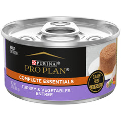 Purina Pro Plan sin granos pavo verdura en lata, opción sabrosa para gatos adultos.