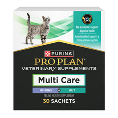 Purina Pro Plan Veterinary Diets Multi Care Feline, empaque visible, suplemento para apoyo digestivo.